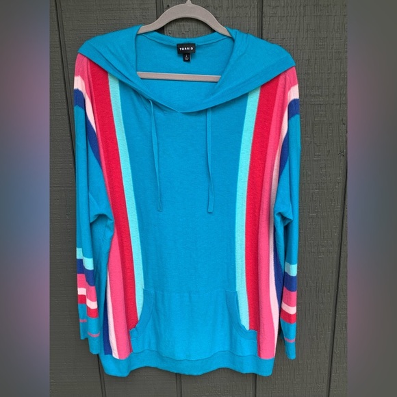 torrid Sweaters - TORRID $70 Lightweight Hoodie Reversed Jersey Sweater Sz 2 NWOT